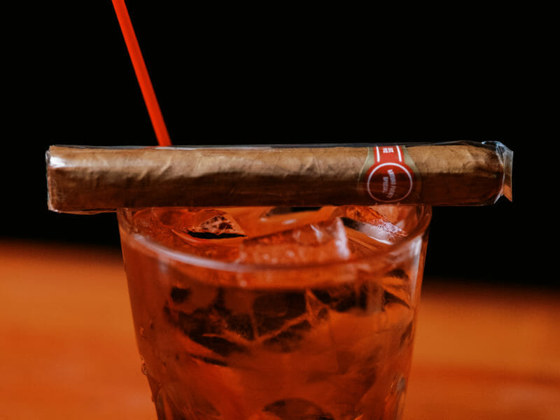 A Classic Cocktail and a Cigar at Le Mardi Gras in Pittsburgh Pennsylvania.